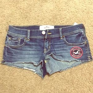Hollister super-short jean shorts with logo